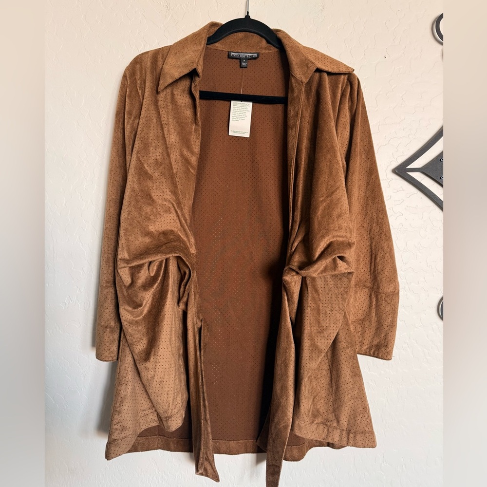 MISHCA Vtg Perforated Ultrasuede Tie-Front Jacket - NEW w/ Tags - Medium - Picture 3 of 7